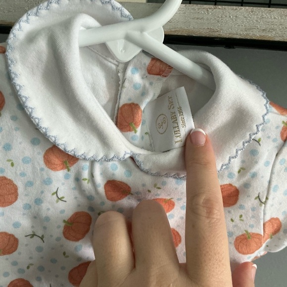 Lullaby Set White and Orange Pumpkin Bubble Romper - Picture 2 of 5